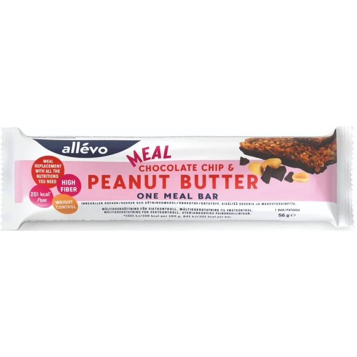 Allevo One Meal Chocolate Chip & Peanut Butter Bar, 56g