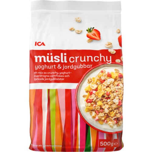 ICA Musli Mix Crunchy Jordgubb & Yoghurt, 500g