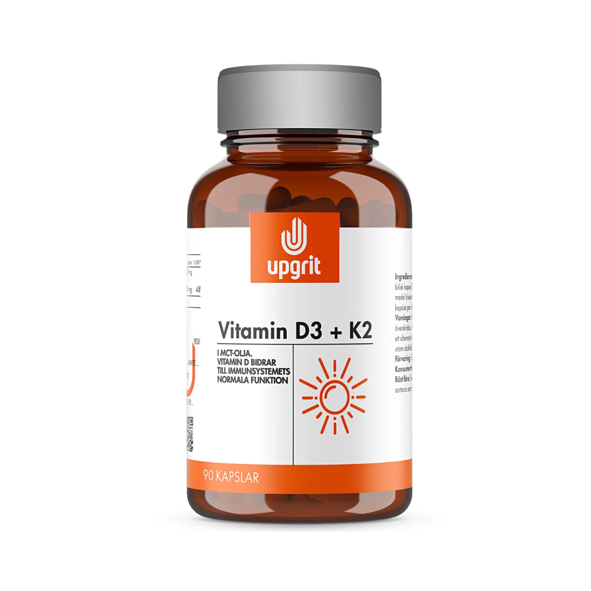 Upgrit Vitamin D3+K2, 90 kapslar