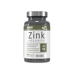 Elexir Organisk Zink 25mg, 100 tabletter