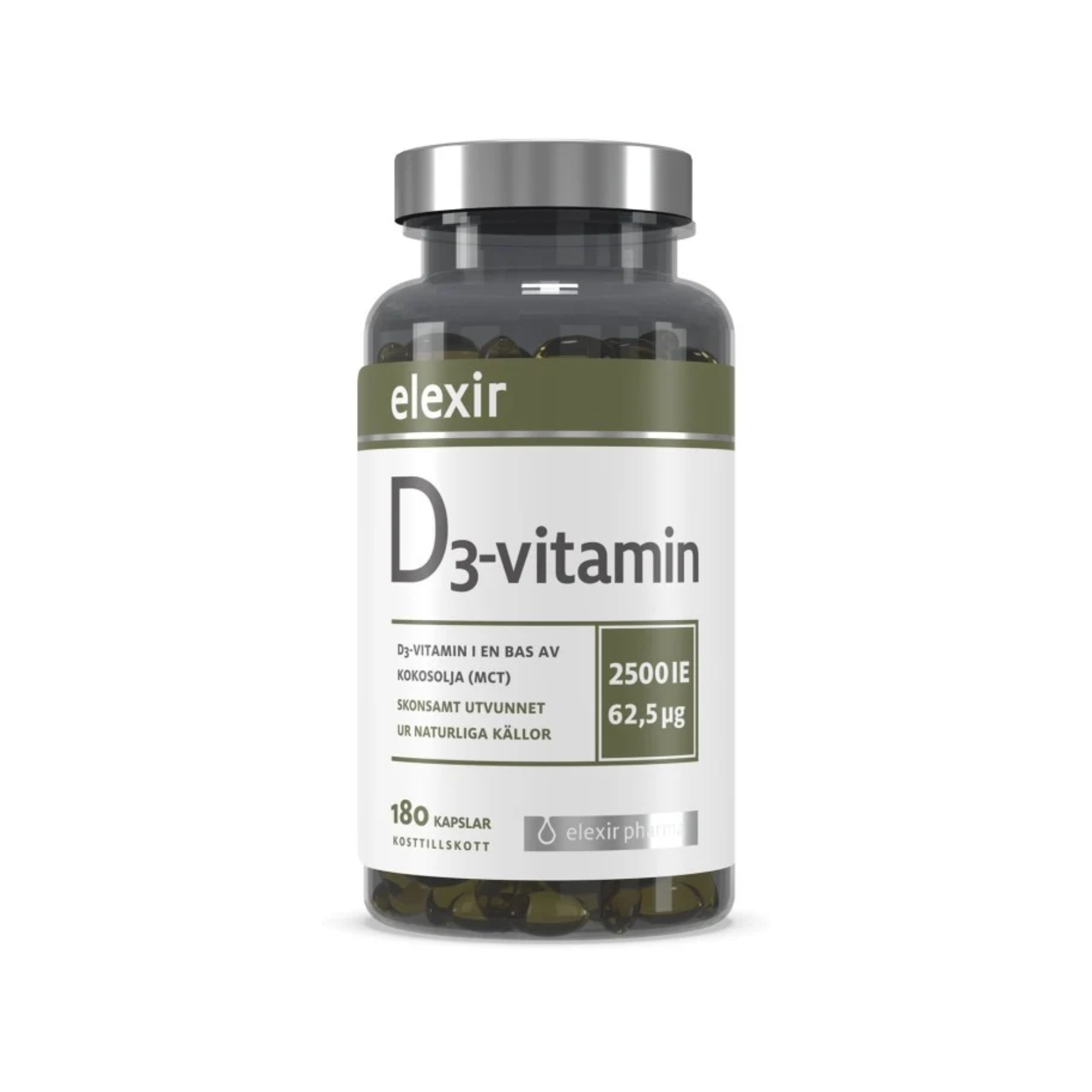 Elexir D3-vitamin 2500IE, 180 kapslar