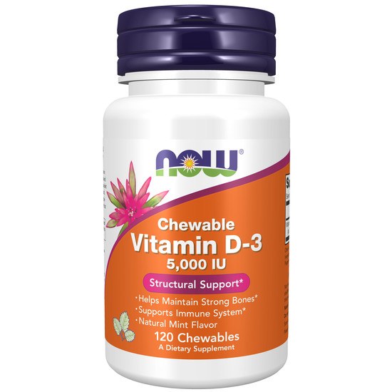NOW Vitamin D-3 5000IU, 120 sugtabletter