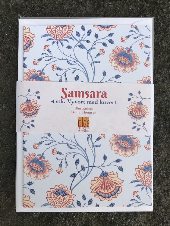 Samsara - blomma - 4 st kort med kuvert