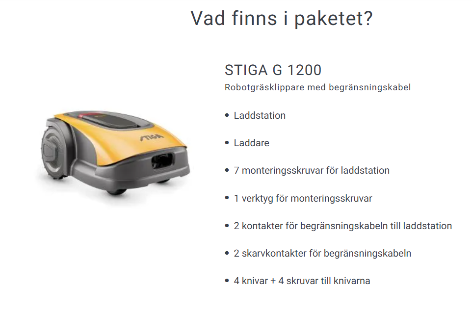 STIGA G 1200- Robotgräsklippare med begränsningskabel - Ellbe Motortjänst