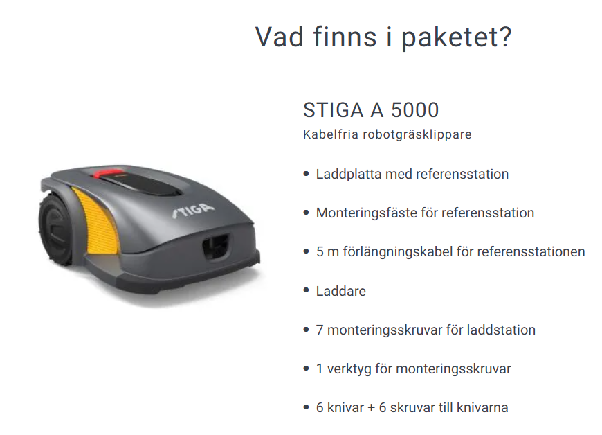 STIGA A 5000- Kabelfri robotgräsklippare