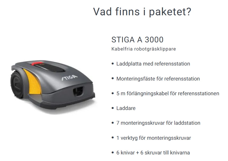 STIGA A 3000- Kabelfri robotgräsklippare