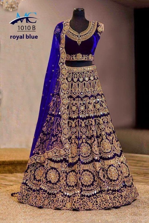 Buy Royal Blue Color Velvet Embroidered Coding Work Lehenga Choli | Fashion  Clothing