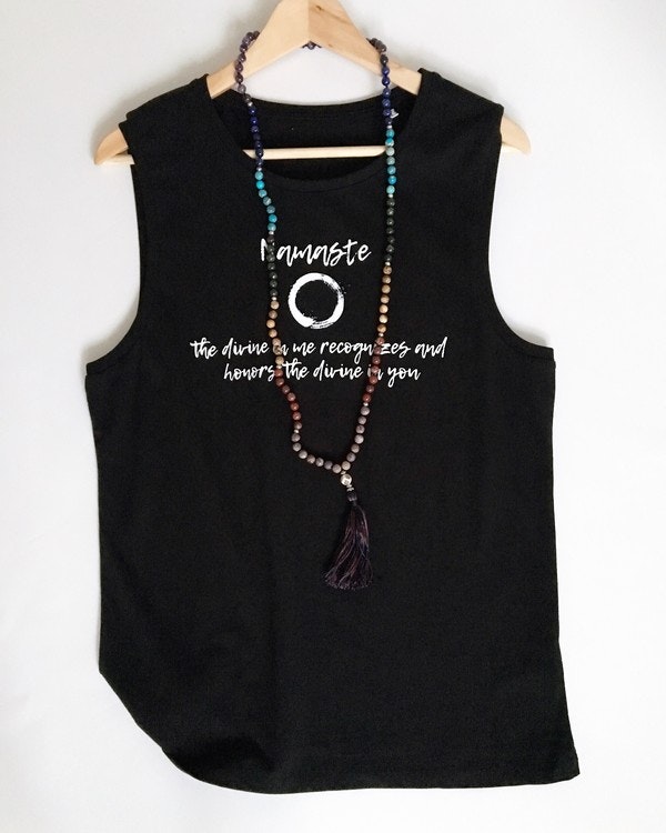 NAMASTE – MUSCLE TANK - BLACK