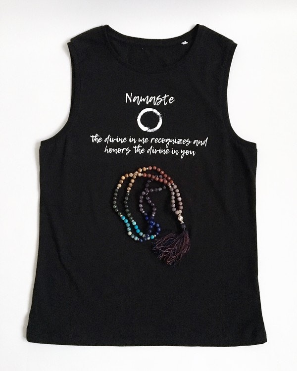 NAMASTE – MUSCLE TANK - BLACK