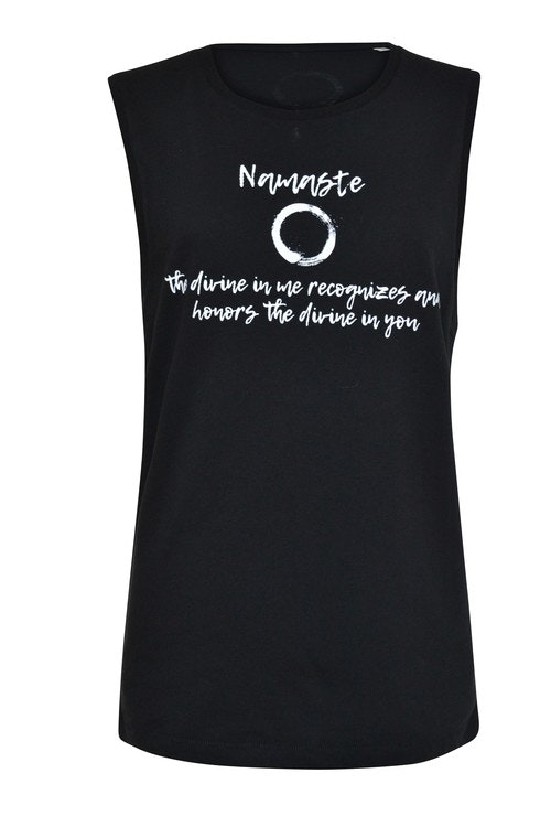 NAMASTE – MUSCLE TANK - BLACK