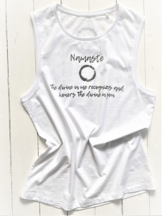 NAMASTE - MUSCLE TANK - WHITE