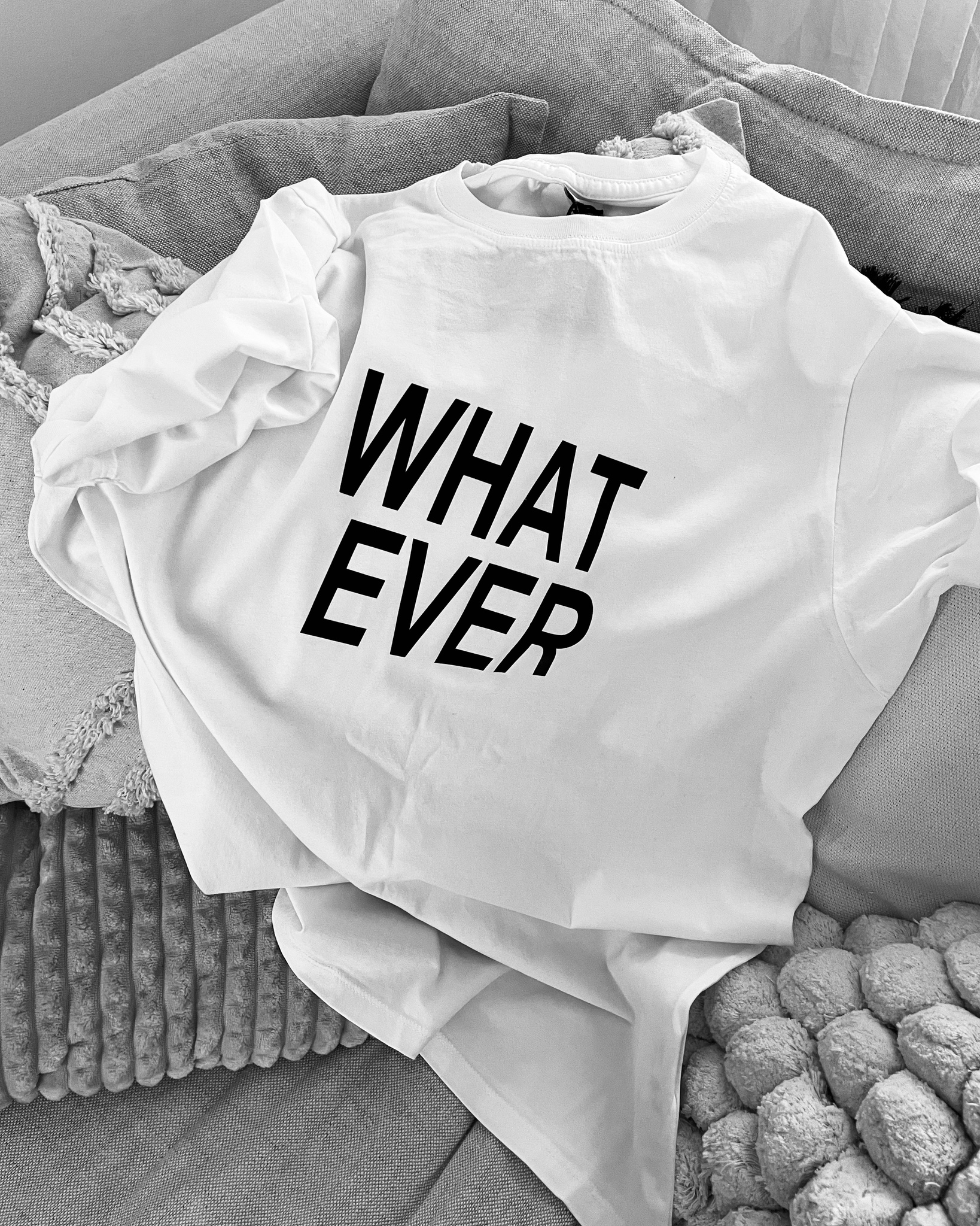 WHAT EVER - UNISEX TEE - STONE WASHED WHITE