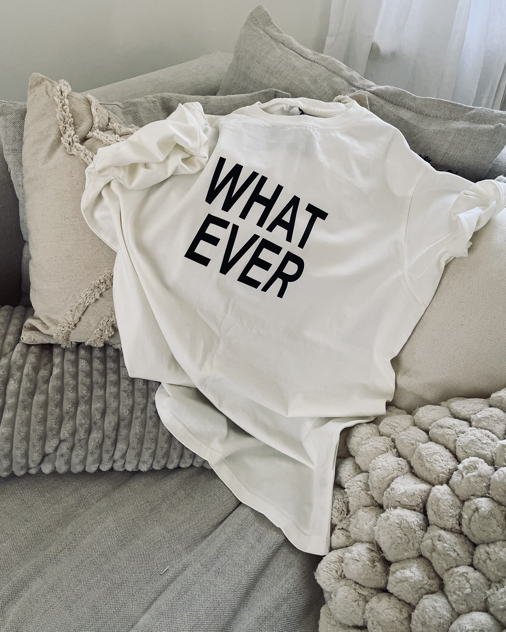 WHAT EVER - UNISEX TEE - STONE WASHED WHITE