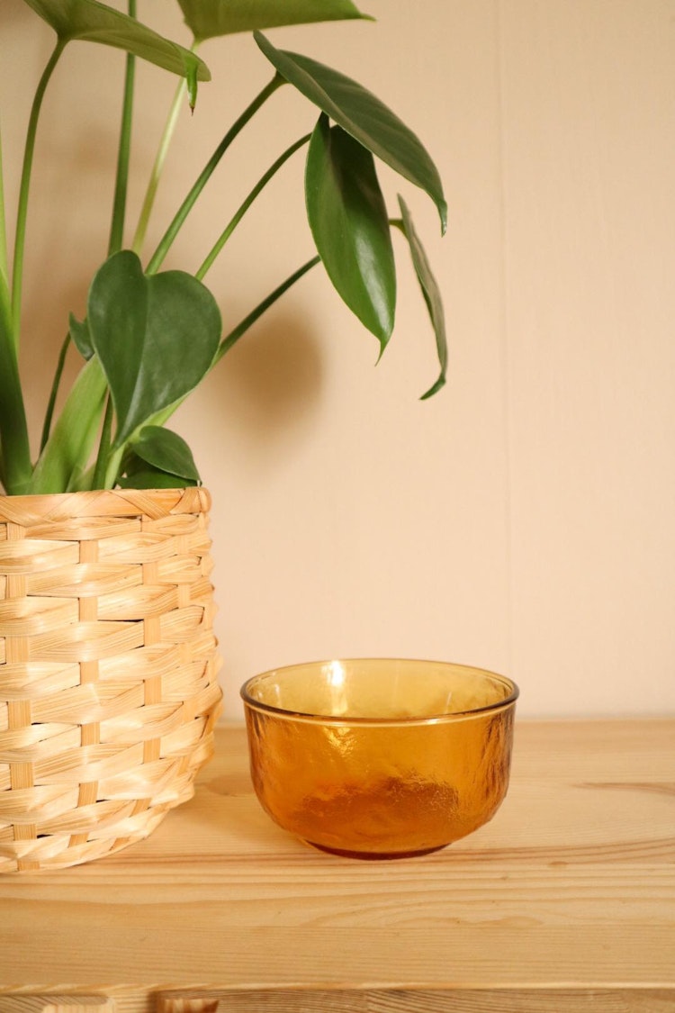 Brun/orange glasskål
