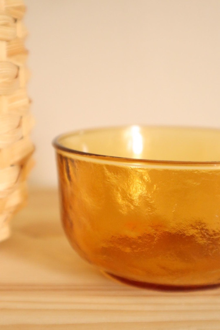 Brun/orange glasskål