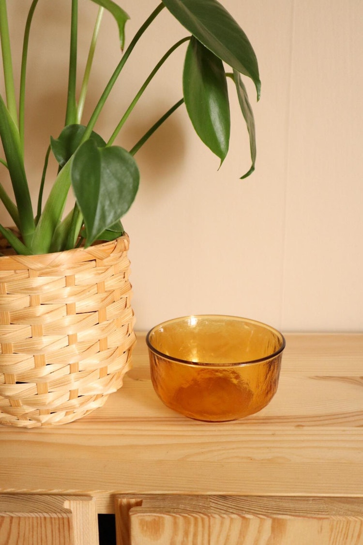 Brun/orange glasskål