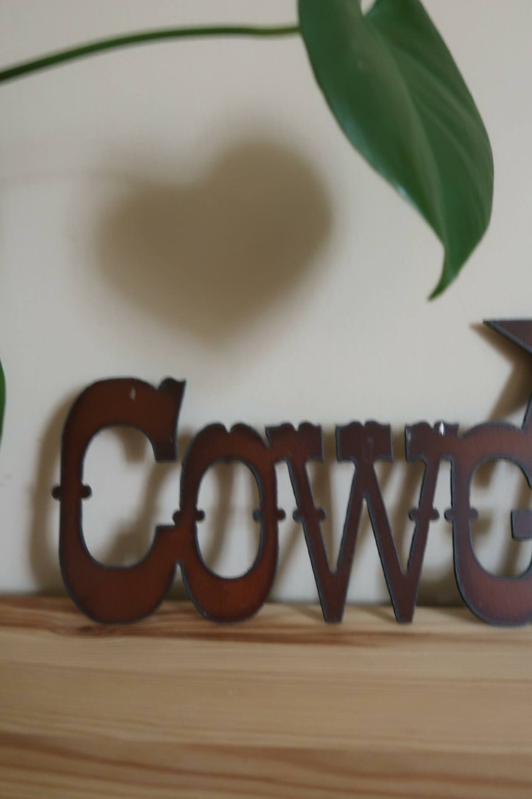 Cowgirl skylt i metall