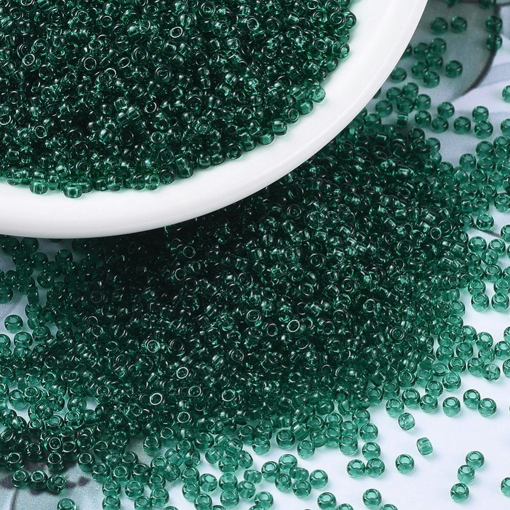 MIYUKI, Japanese Seed Beads, Round, 11/0, Transparent Emerald