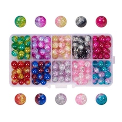 Glaspärlor, 8mm, Krackelerad