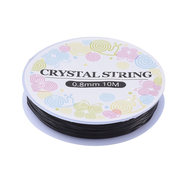 Elastisk tråd, 0,8mm, svart