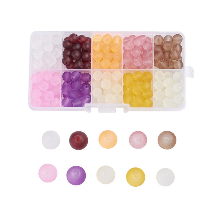 Glaspärlor, 6mm, Frostade