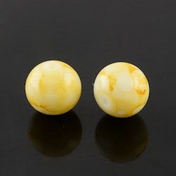 Glaspärlor, Gul, 6mm