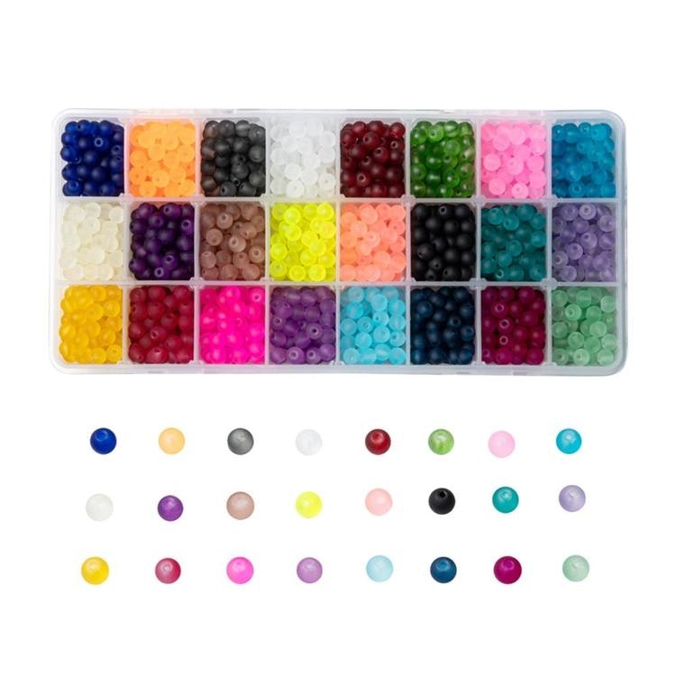 Glaspärlor, 6mm, Frostade