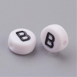 Bokstavspärlor, 7mm, B
