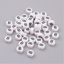 Bokstavspärlor, 7mm, B