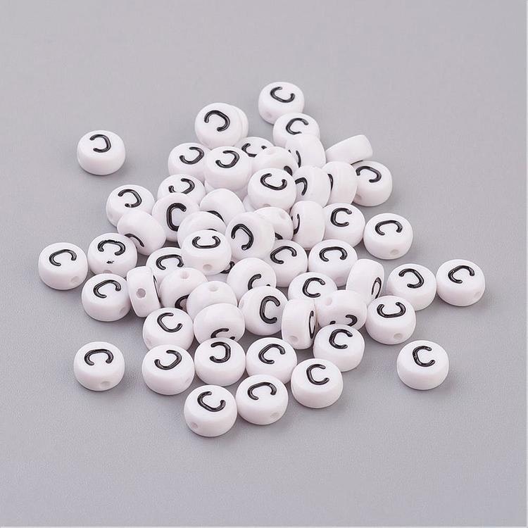 Bokstavspärlor, 7mm, C