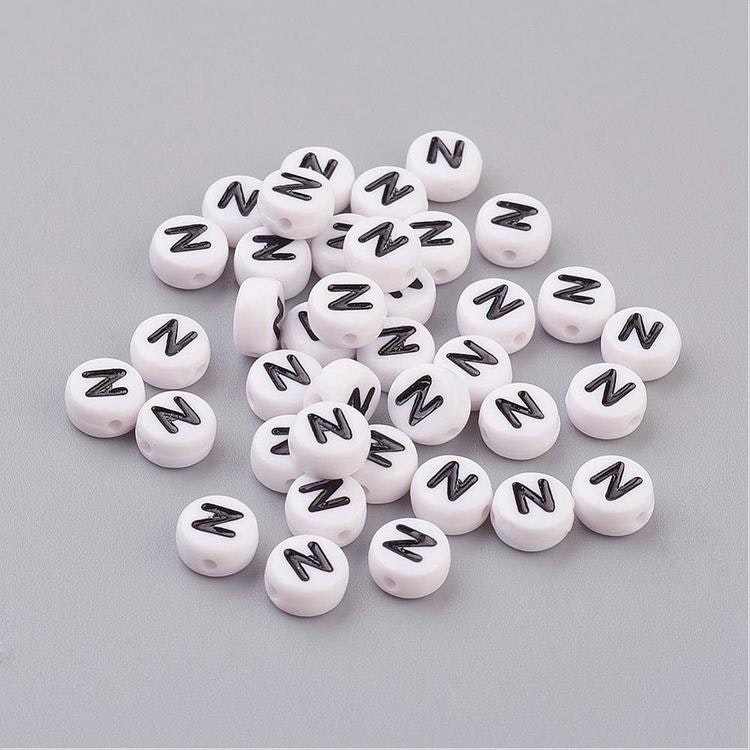 Bokstavspärlor, 7mm, N