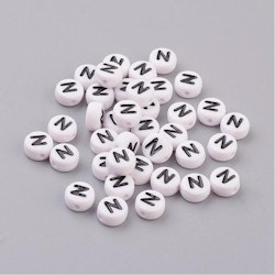 Bokstavspärlor, 7mm, N