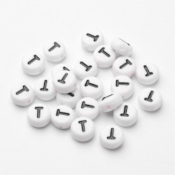 Bokstavspärlor, 7mm, T