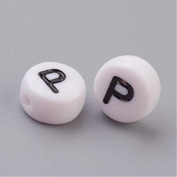 Bokstavspärlor, 7mm, P
