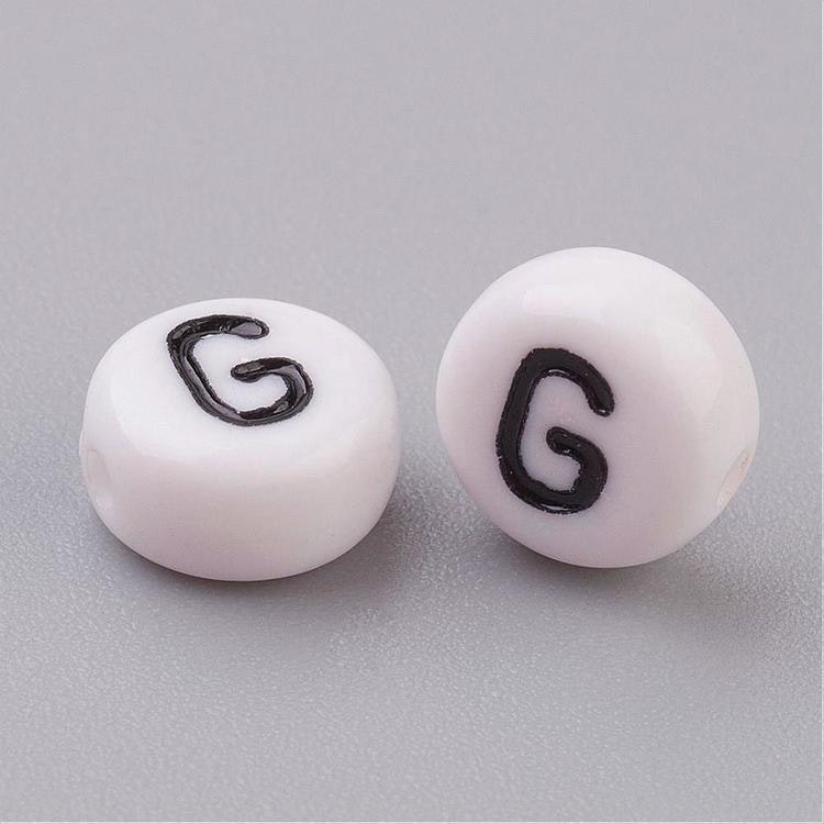 Bokstavspärlor, 7mm, G