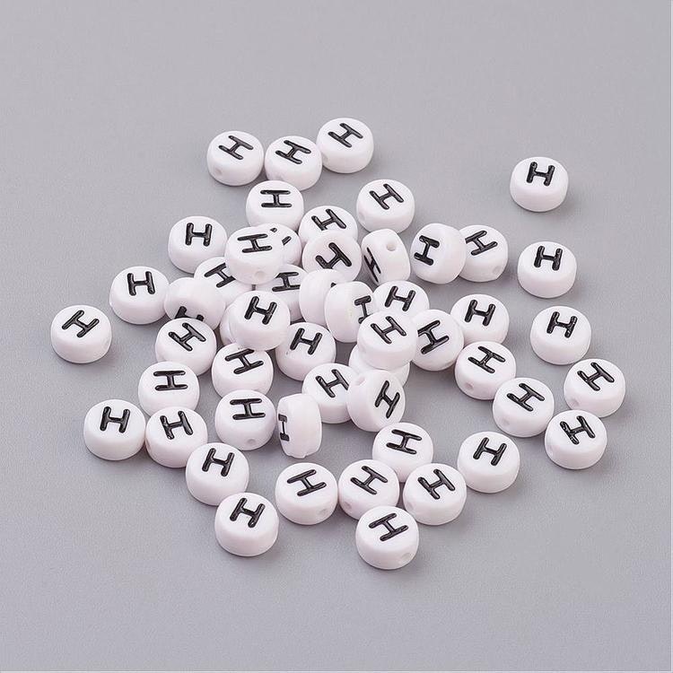 Bokstavspärlor, 7mm, H