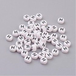 Bokstavspärlor, 7mm, H