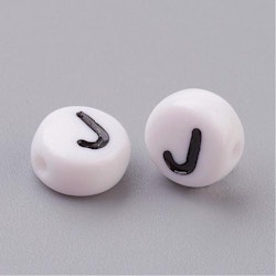 Bokstavspärlor, 7mm, J