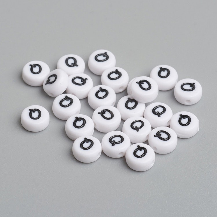 Bokstavspärlor, 7mm, Q