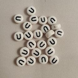 Bokstavspärlor, 7mm, U