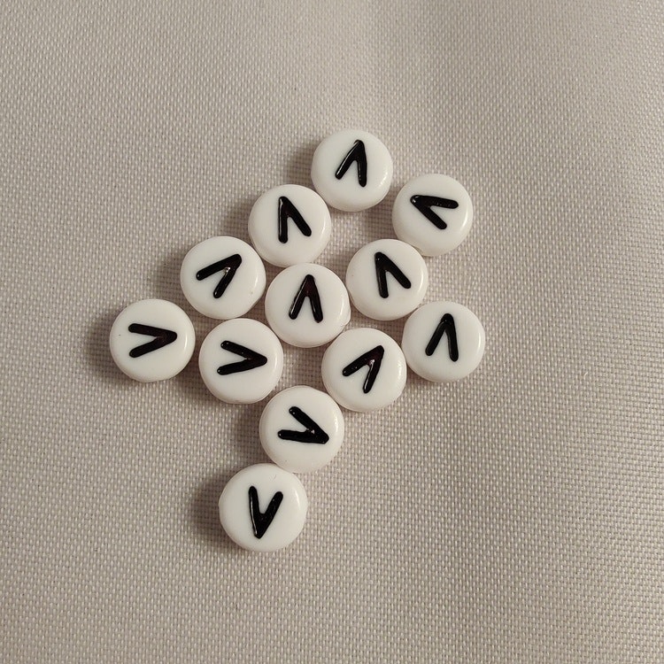Bokstavspärlor, 7mm, V