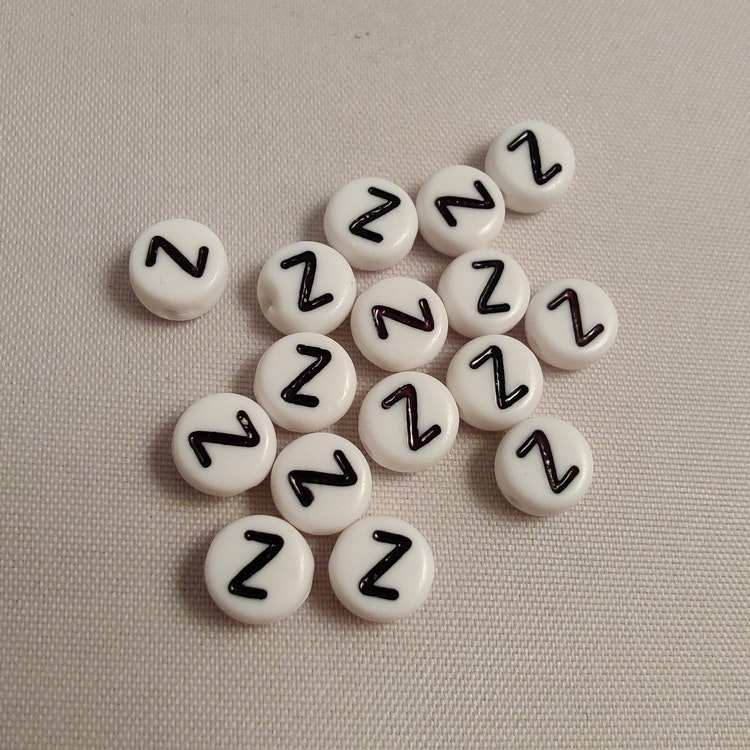 Bokstavspärlor, 7mm, Z