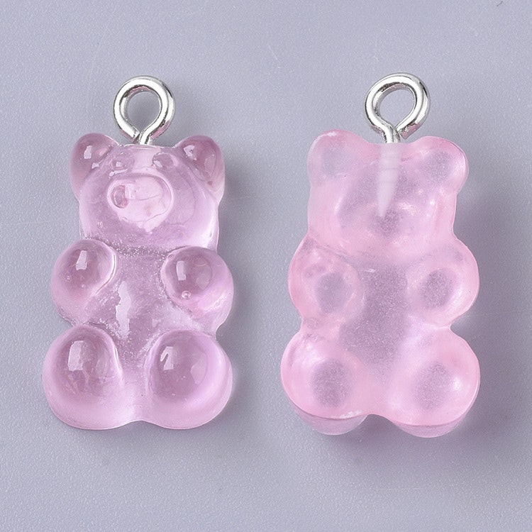 Hänge, Gummibjörn, Rosa, 5st
