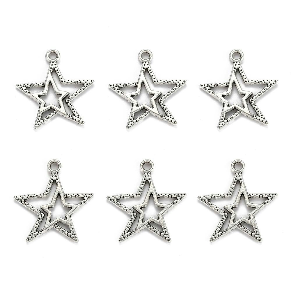 Stjärnor, Berlock, Tibetansk Silver, 10st