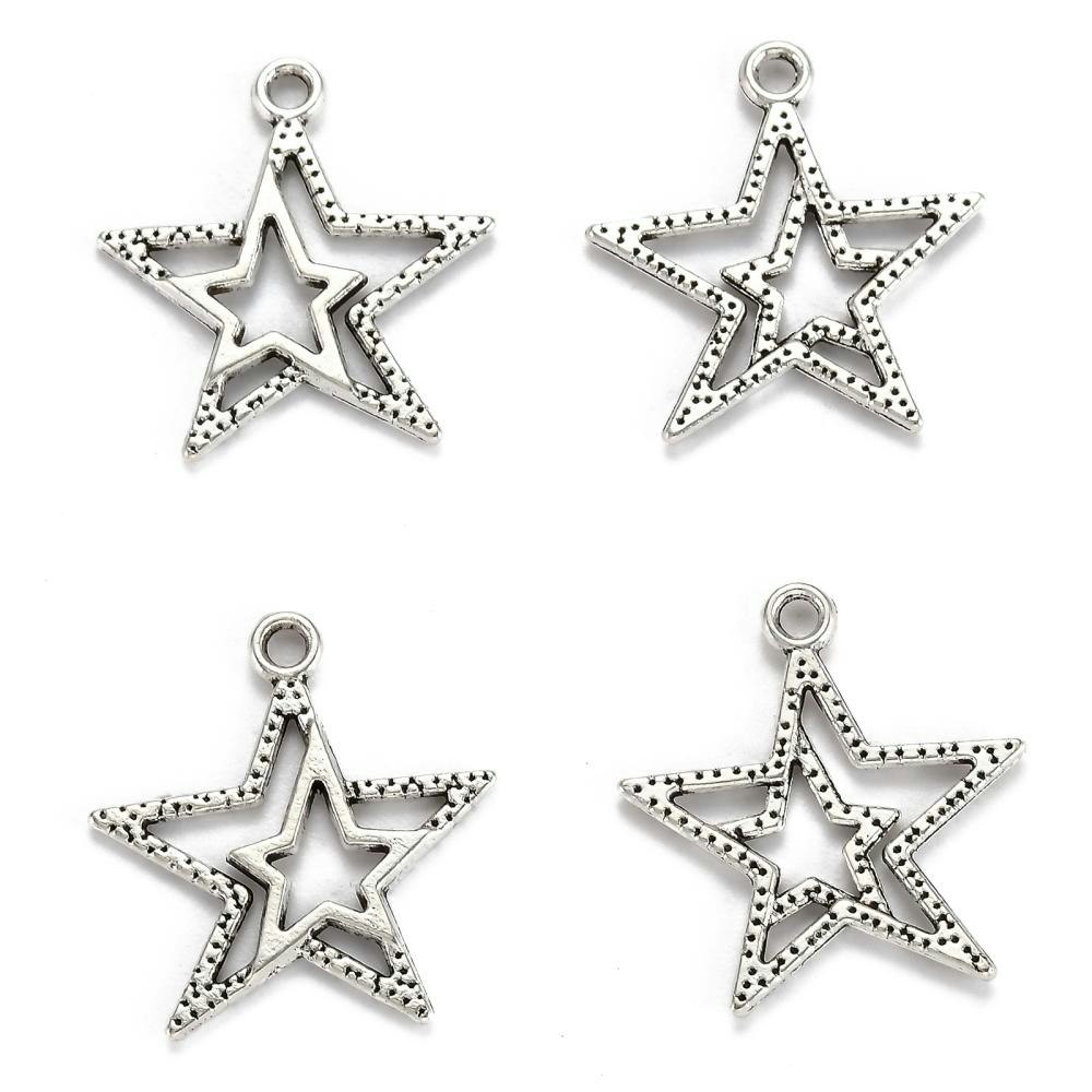 Stjärnor, Berlock, Tibetansk Silver, 10st
