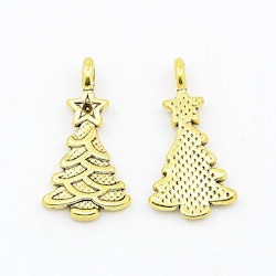 Julgran, Berlock, Tibetansk Silver, 10st, Guld