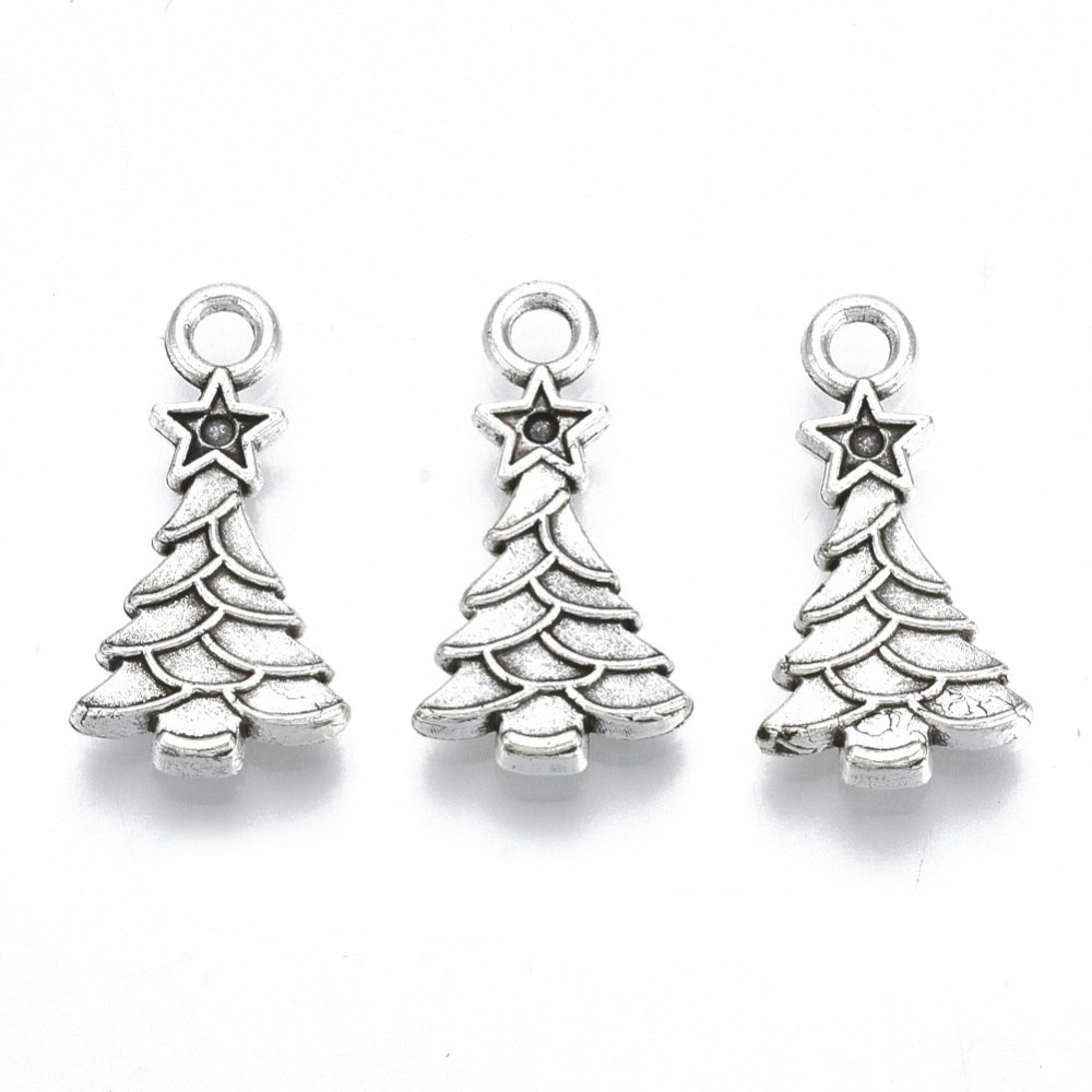 Julgran, Berlock, Tibetansk Silver, 10st