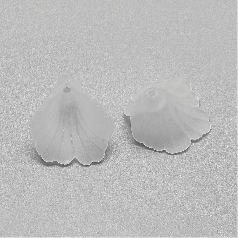 Blomma (pärlhatt) i frostad akryl,19x19 mm, 10 st