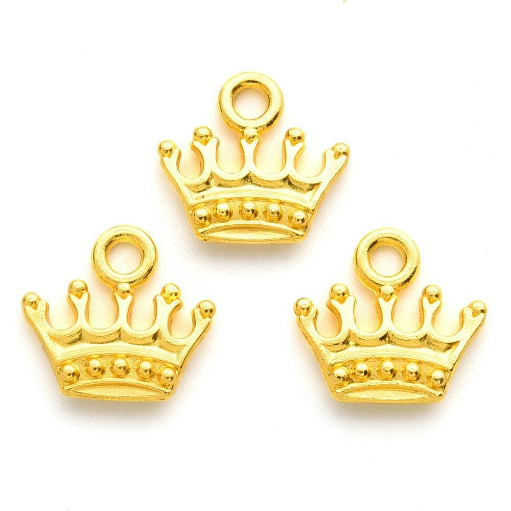 Krona, Berlock, Guld färgad, 5st