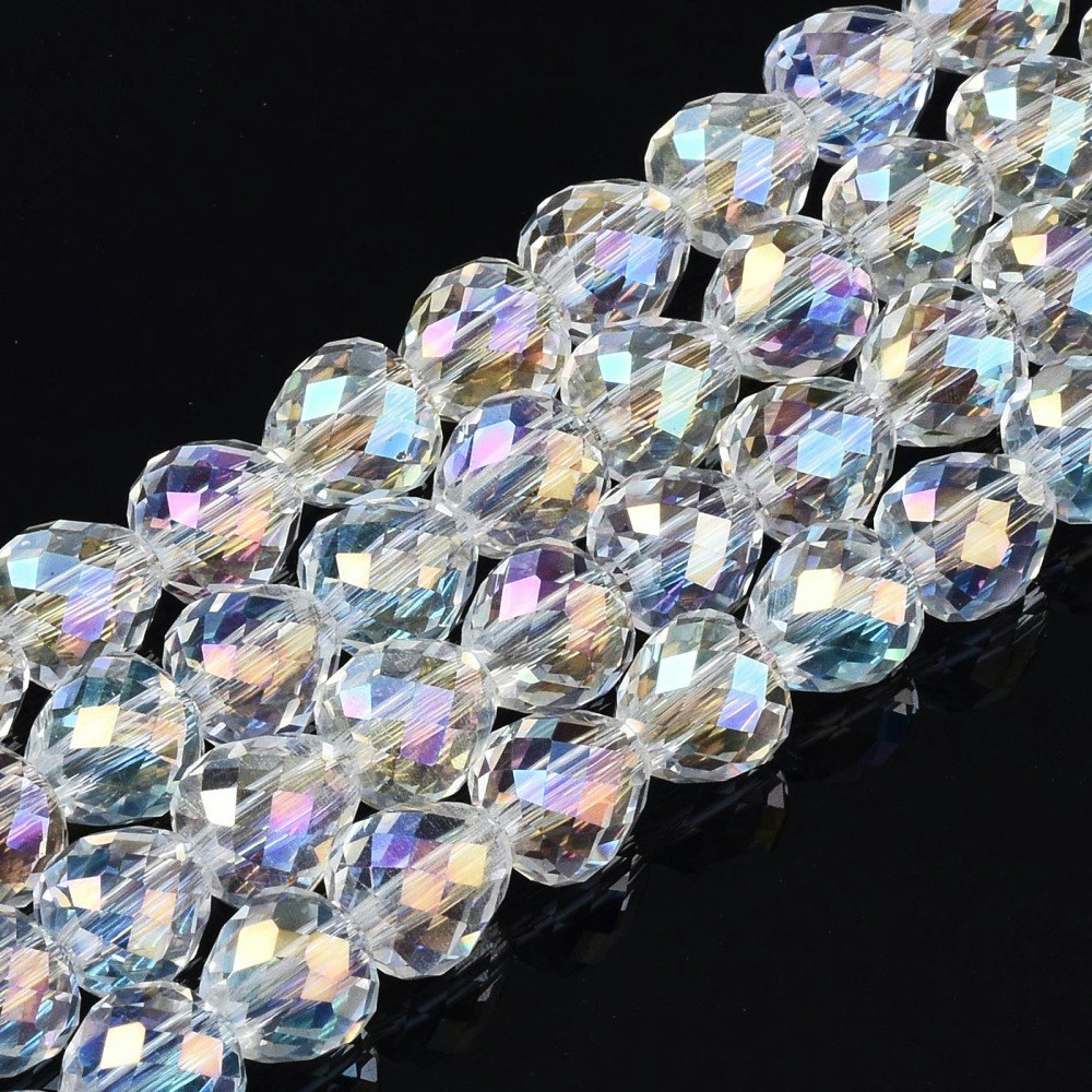 Glaspärlor, Droppar, Elektropläterad, 6x6mm, Transparant